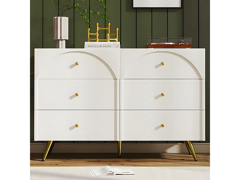 Commode à tiroirs avec 6 tiroirs buffet pour chambres et tous les salons blanc crème