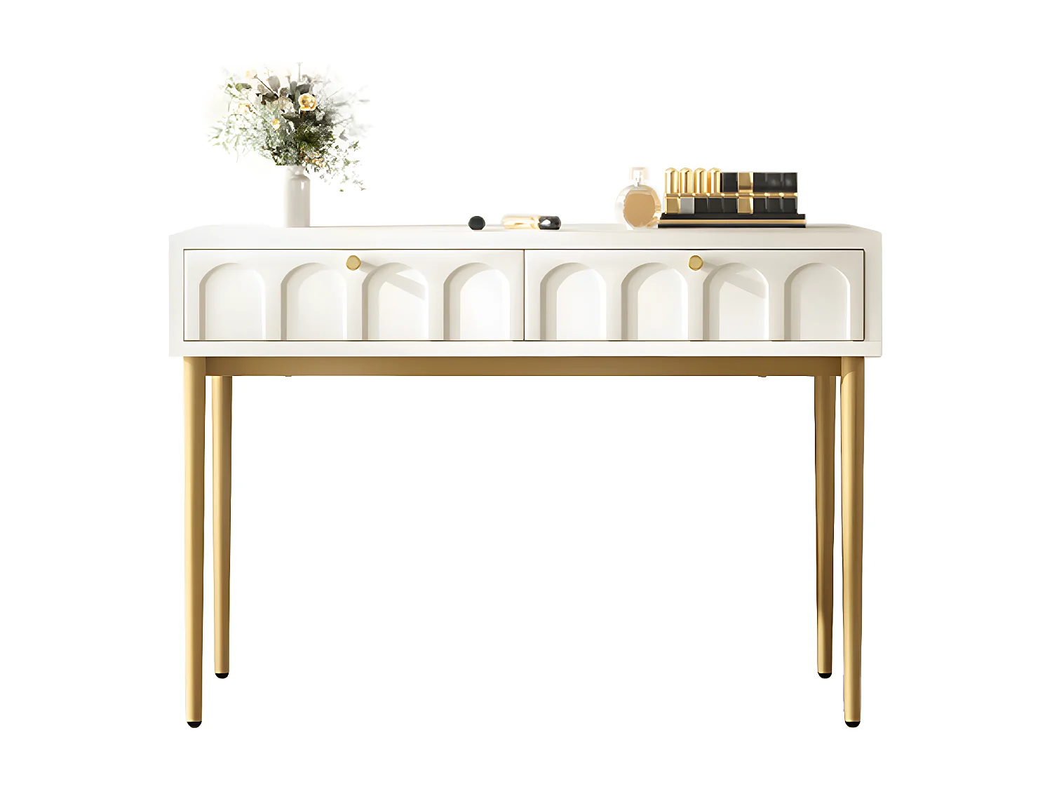 Commode Coiffeuse avec 2 tiroirs chambre buffet tiroir commode blanc crème