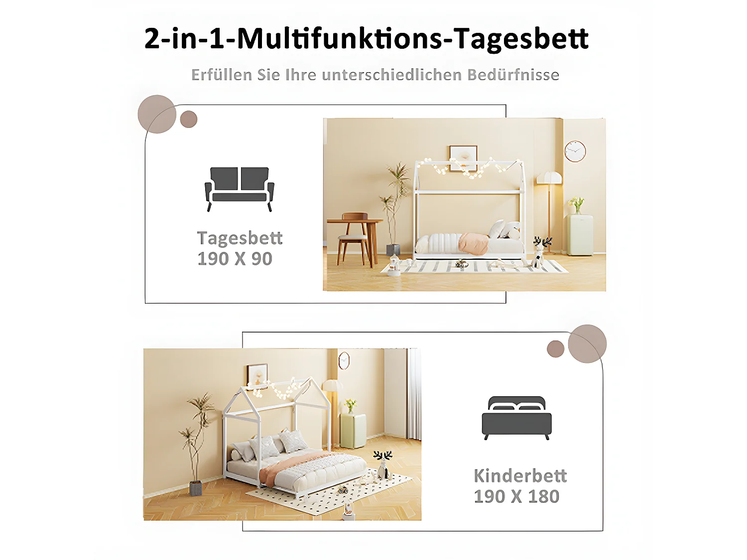 Lit enfant extensible canapé-lit 90x190 cm cadre de lit en bois massif avec sommier à lattes lit simple blanc