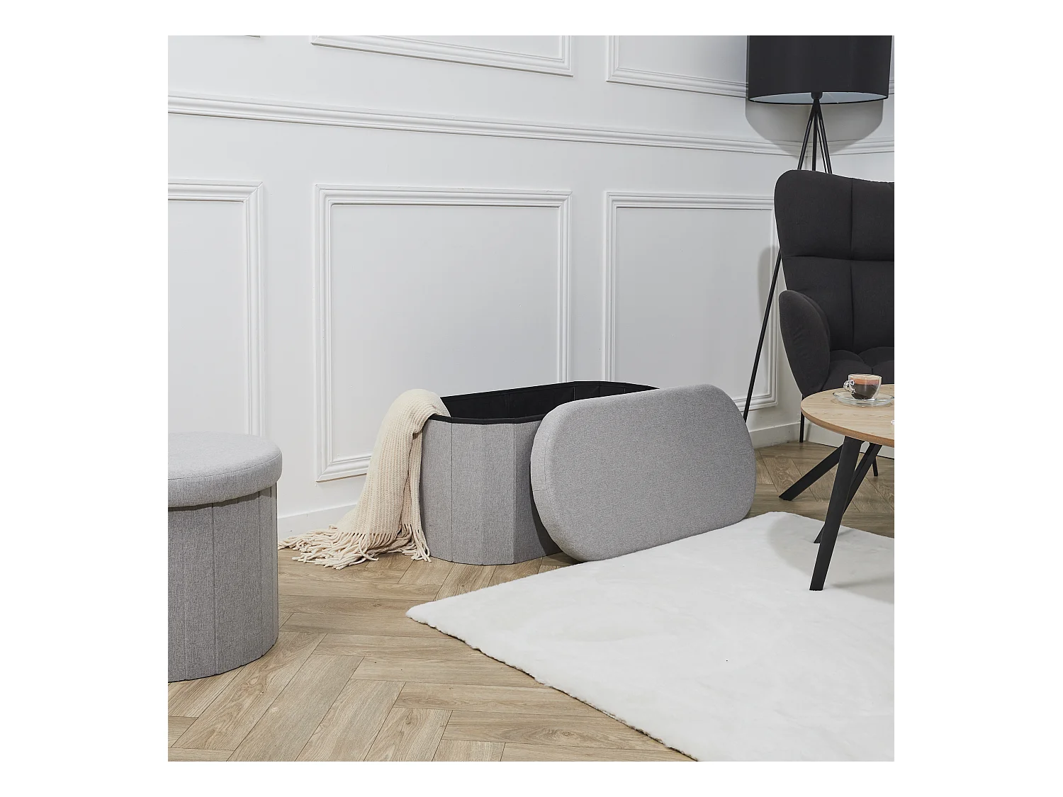 Coffre Banc Pliable Gris Pills Gris