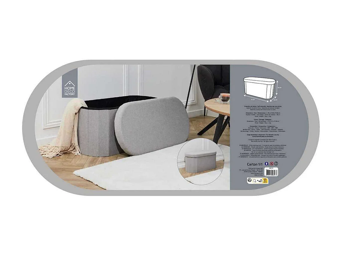 Coffre Banc Pliable Gris Pills Gris