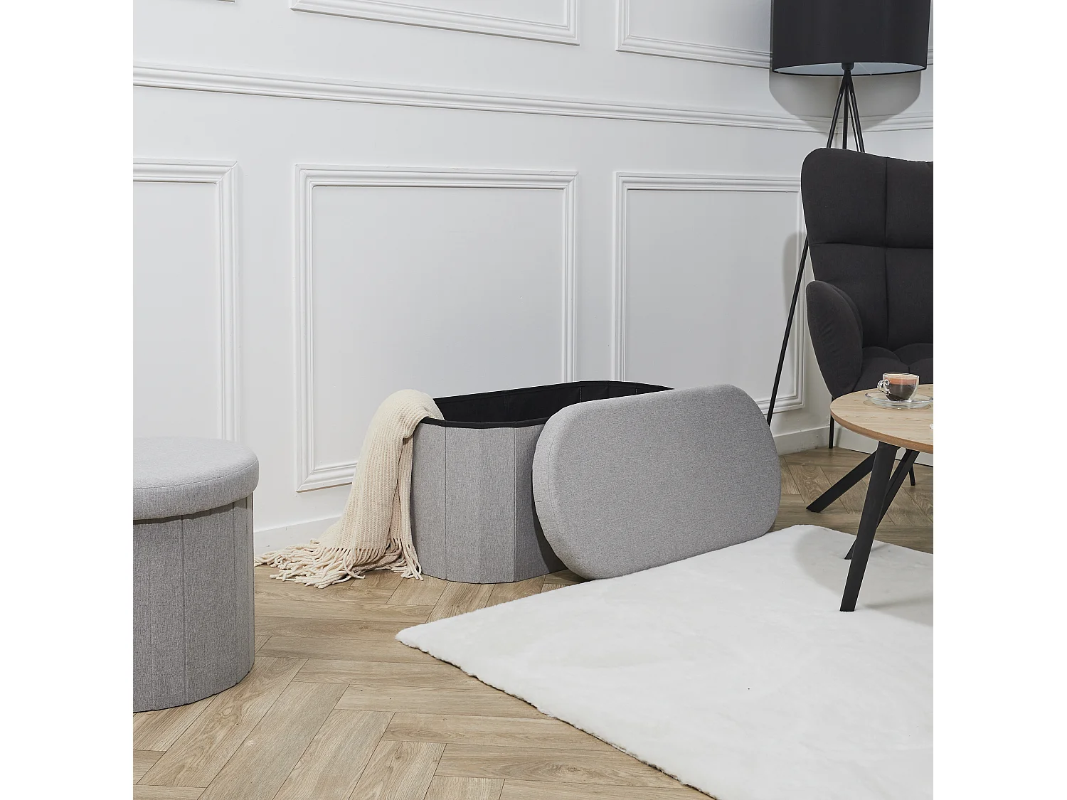 Coffre Banc Pliable - HOME DECO FACTORY - Gris