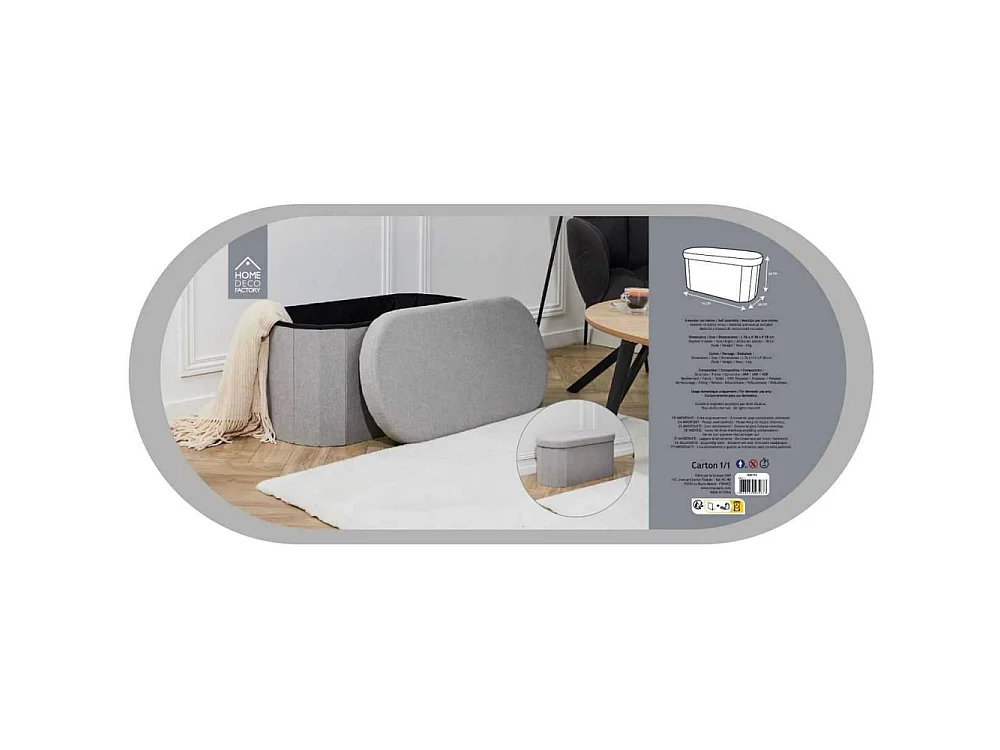 Coffre Banc Pliable - HOME DECO FACTORY - Gris