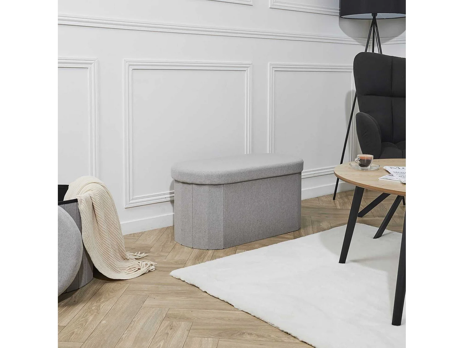 Coffre Banc Pliable - HOME DECO FACTORY - Gris