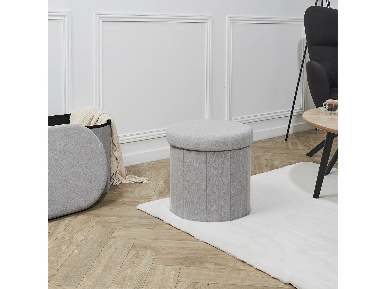 Coffre Pouf Pliable Gris Pills Gris