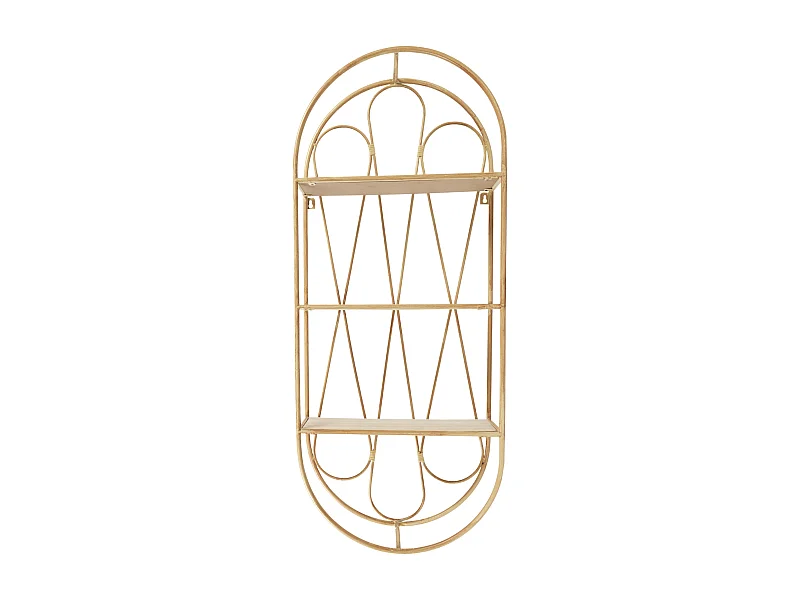 Mensola da Parete Decorativa Java 96 cm Asimmetrica in Legno e Metallo, Design Pratico per Oggetti e Piante