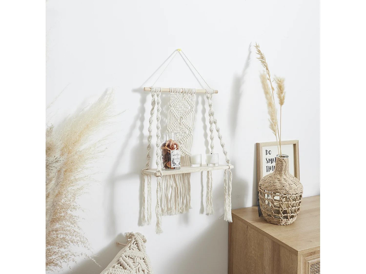 Etagere L30cm Deco Boho Beige, Marron