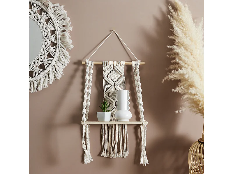 Etagere L30cm Deco Boho Beige, Marron