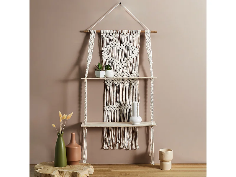 Etagere Deco Double Boho Beige, Marron