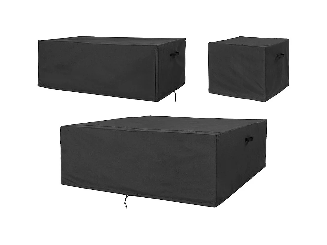 Conjunto de muebles de jardín de lujo con 3 fundas negras.