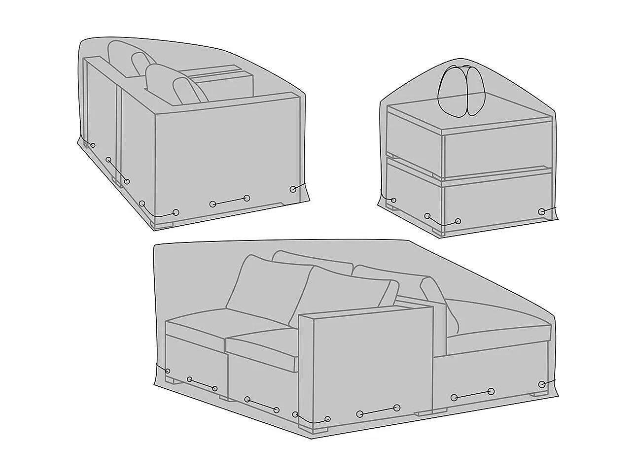 Luksus hoes tuinmeubelen set van 3 stuks. zwart.