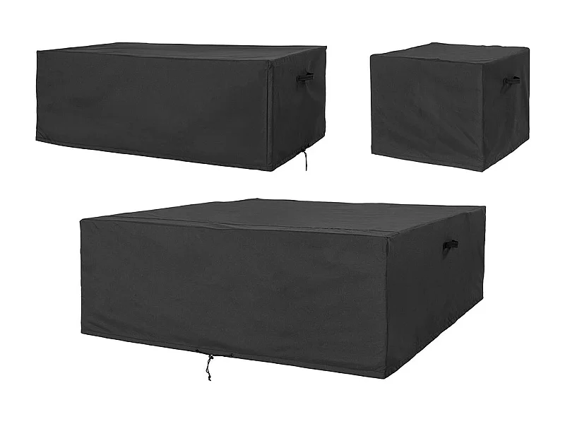 Conjunto de muebles de jardín de lujo con 3 fundas negras.