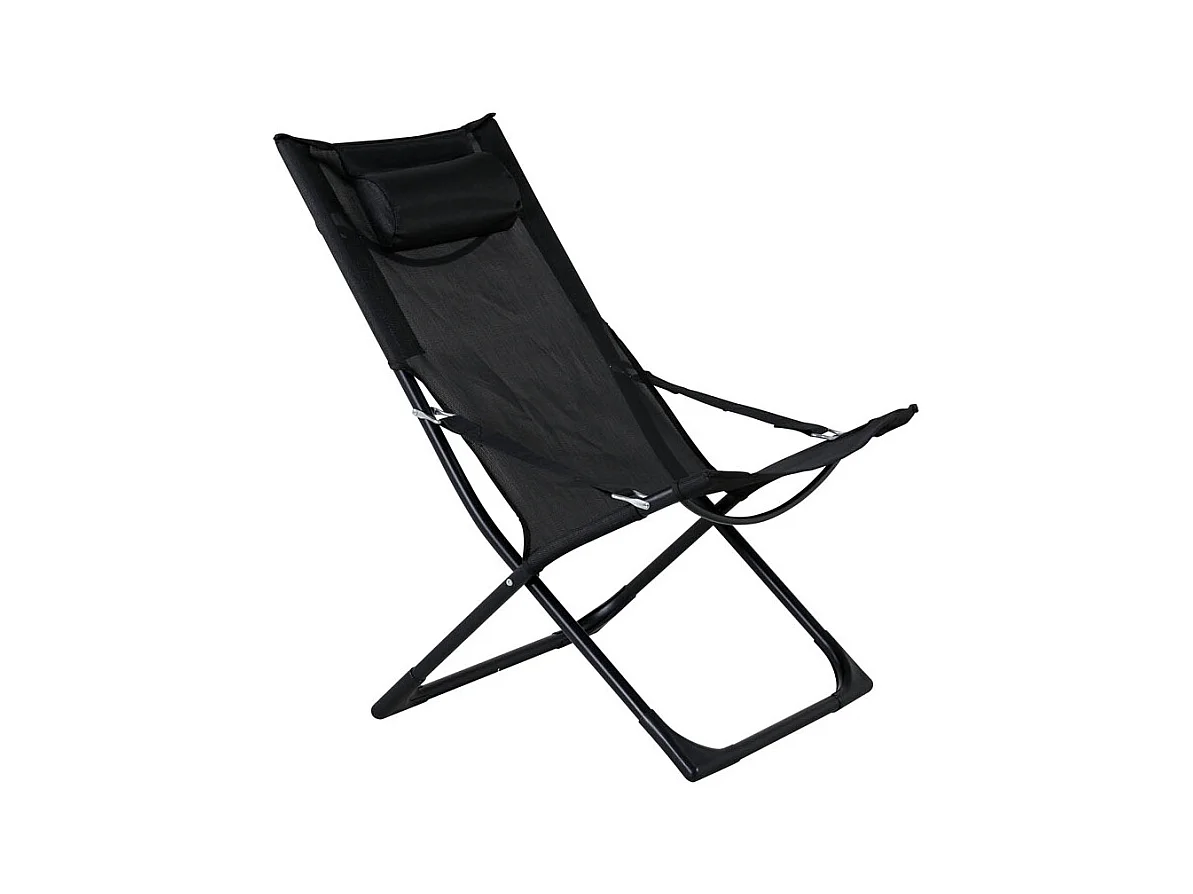 Seville Chaise longue de jardin, chaise de plage pliante, noir.