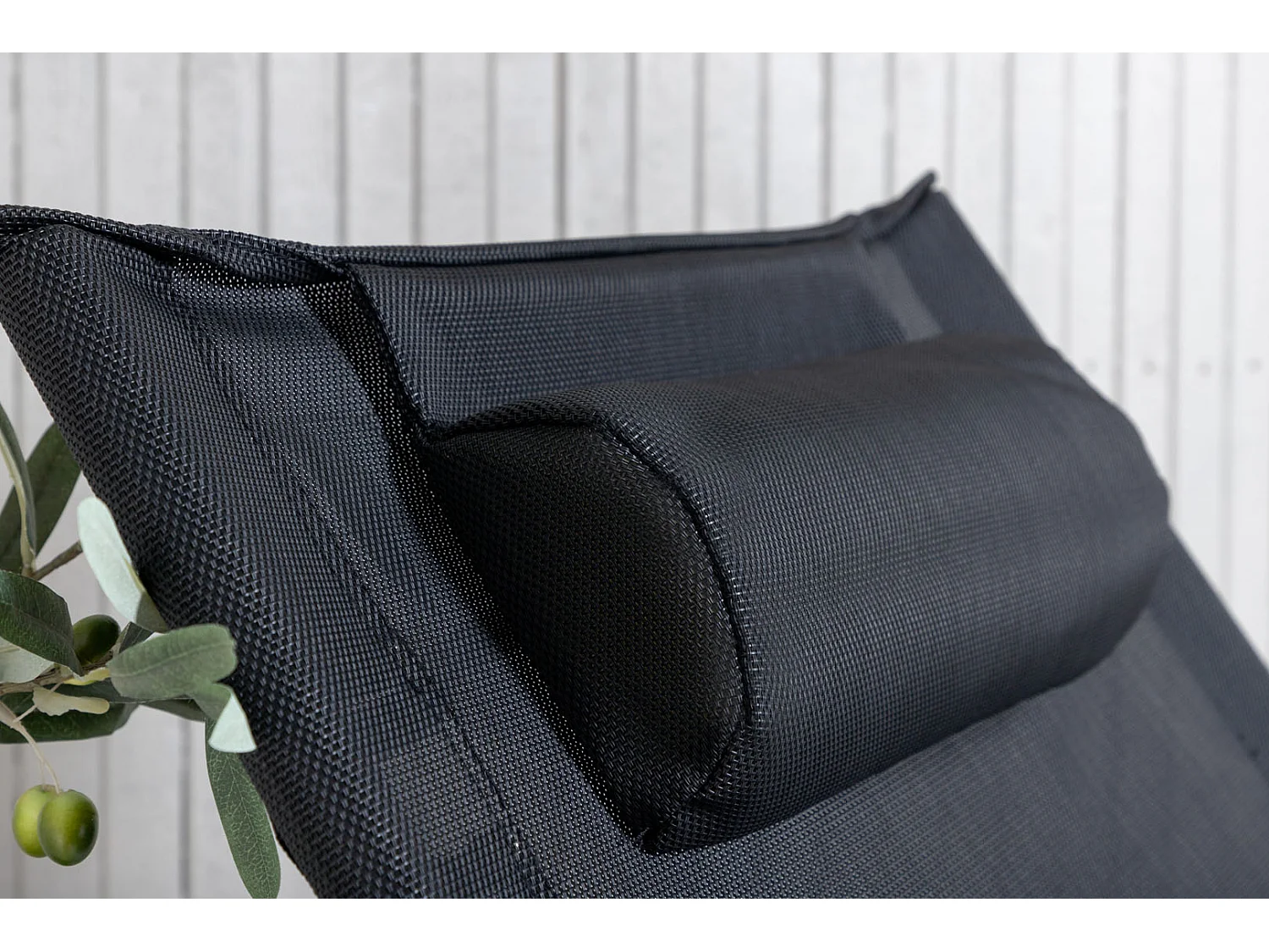 Seville Chaise longue de jardin, chaise de plage pliante, noir.