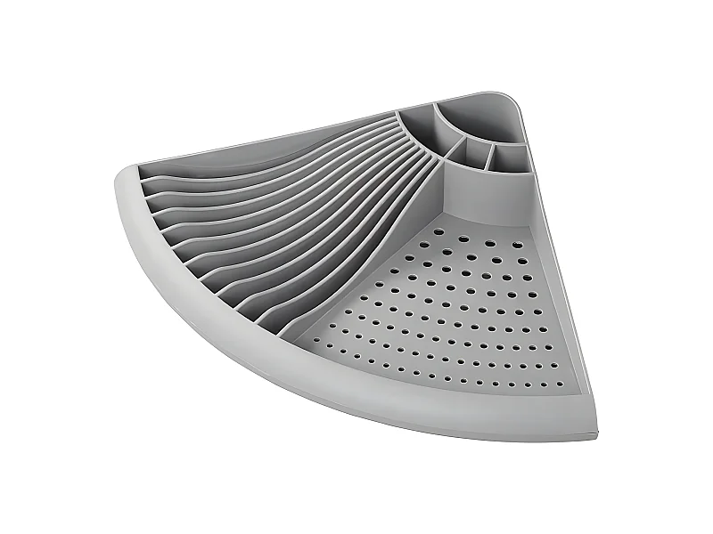 Égouttoir à Vaisselle pour Angle Peu Encombrant avec 4 Compartiments à Couverts et Espace pour 11 Assiettes en PP Gris Foncé
