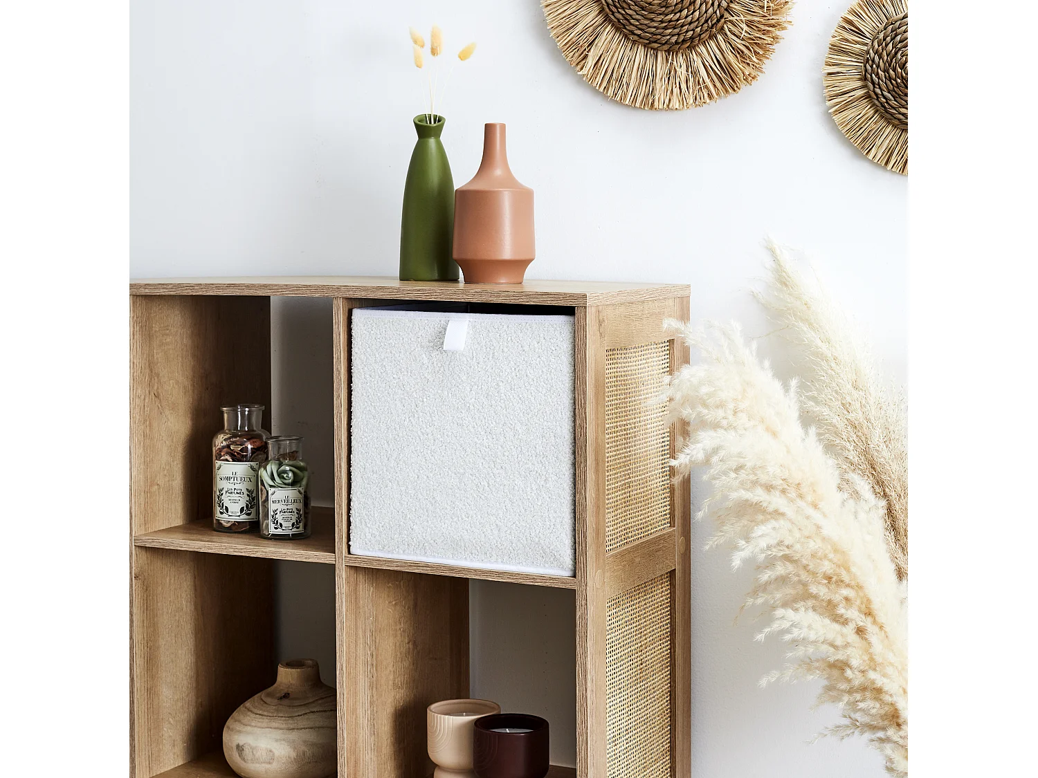 Cube de Rangement Pliable - HOME DECO FACTORY - Beige - Texturé Bouclette