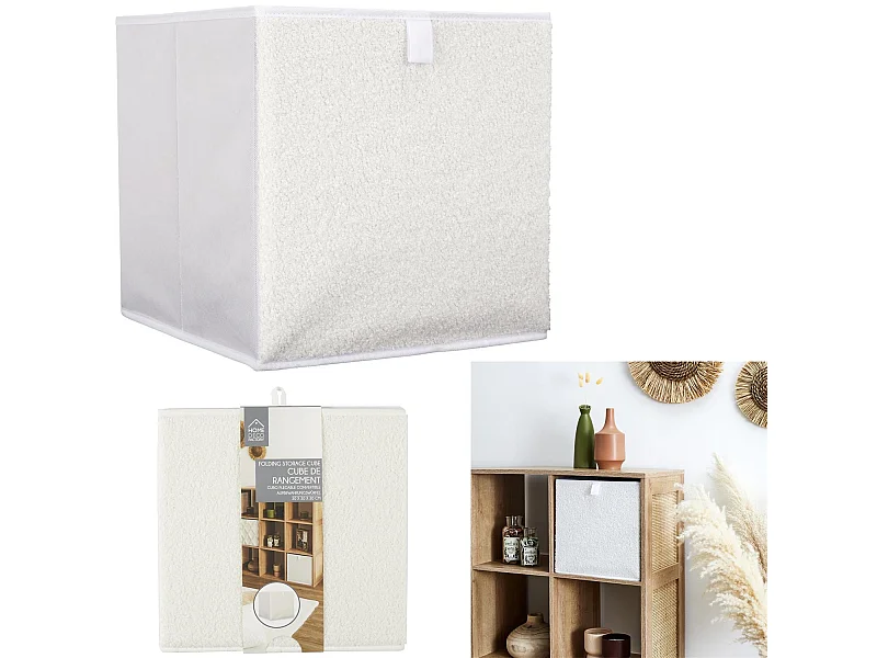 Boîte de Rangement Pliable "Bouclette" 30x30cm Beige