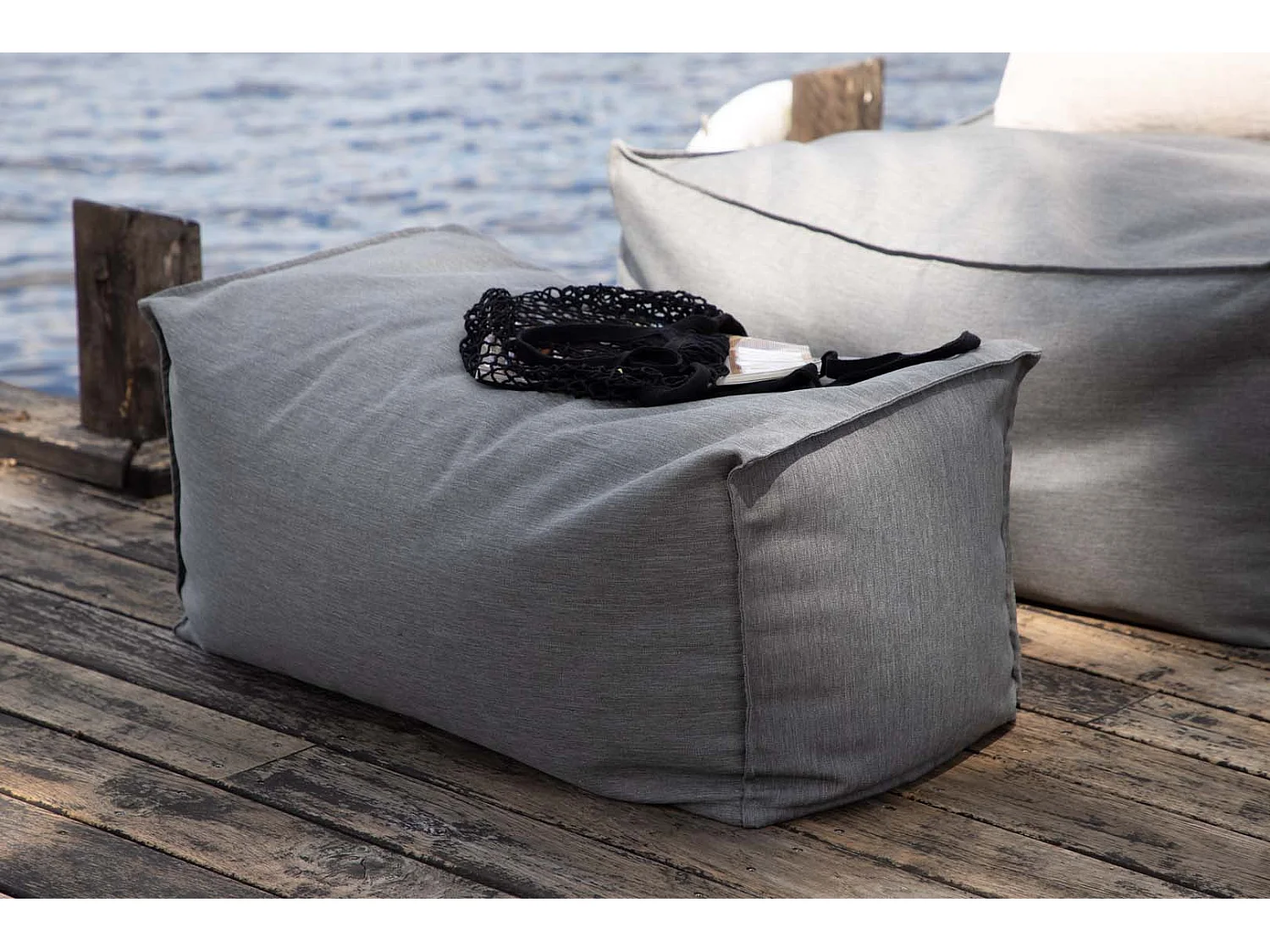 Pouf de Jardin en Tissu "Redang" 75cm Gris Foncé