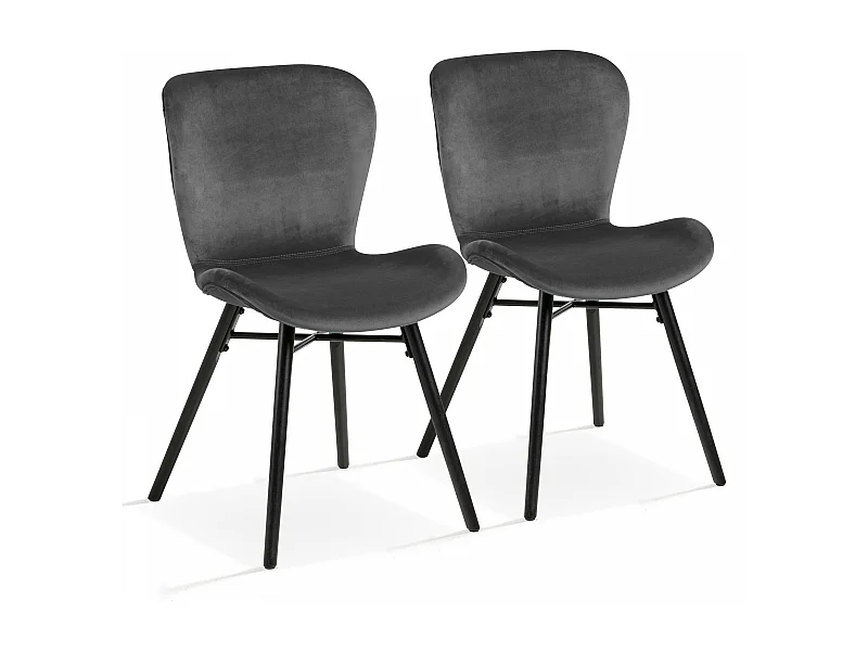 Lot de 2 chaises en velours gris anthracite