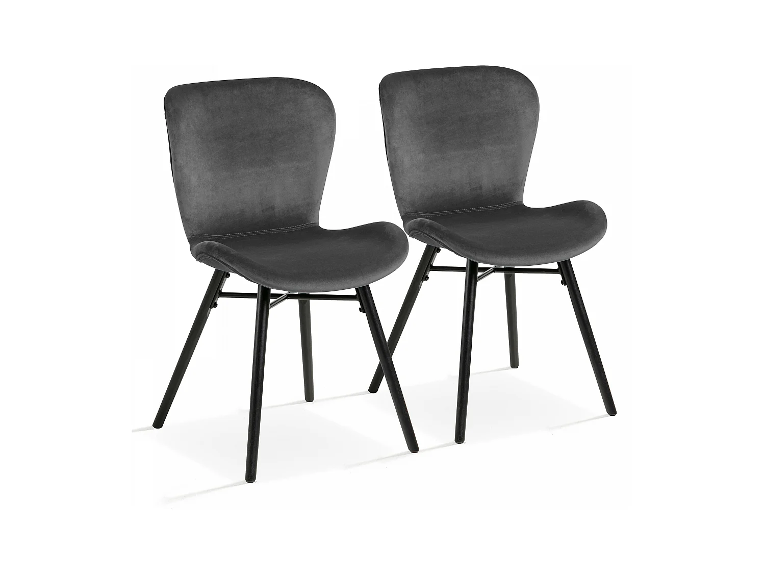 Lot de 2 chaises en velours gris anthracite