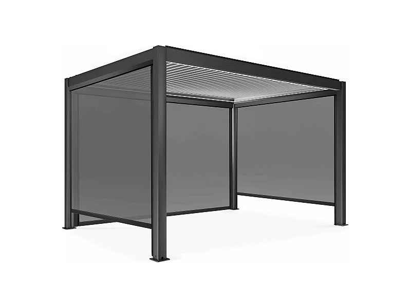 Zelfdragende en verlichte pergola van 3x4m met 3 zonneschermen