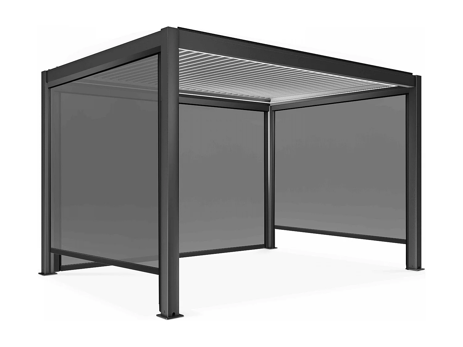 Zelfdragende en verlichte pergola van 3x4m met 3 zonneschermen