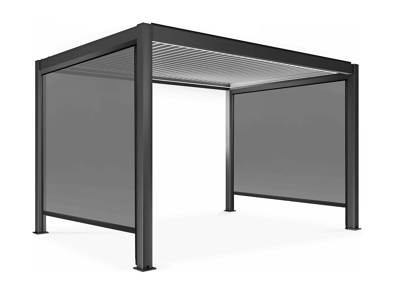 Zelfdragende en verlichte pergola van 3x4m met 2 zonneschermen