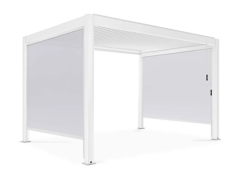 Vrijstaande bioklimatologische pergola 3x4m en 2 luifels in wit