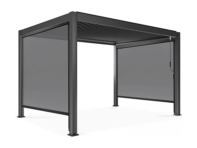 Pergola bioclimatique 3x4m autoportée avec 2 stores 2,66 X 2,34 m gris