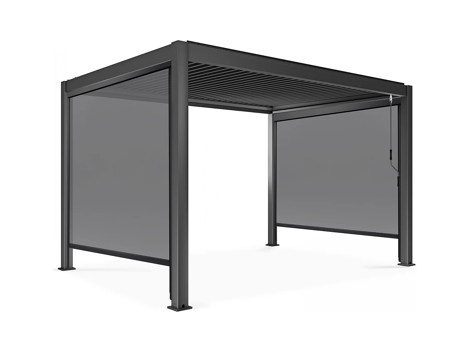 Pergola bioclimatique 3x4m autoportée avec 2 stores 2,66 X 2,34 m gris