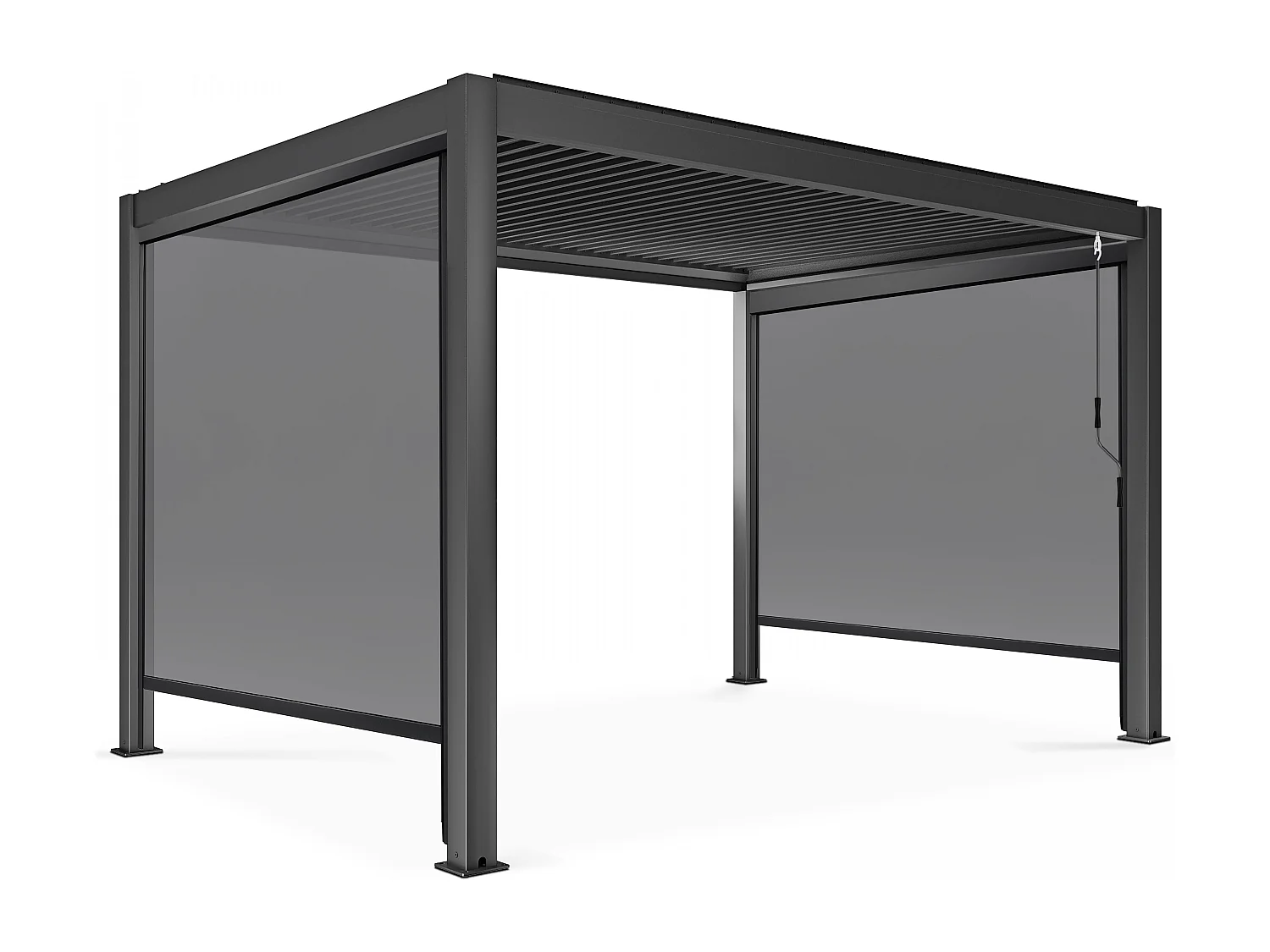 Pergola bioclimatique 3x4m autoportée avec 2 stores 2,66 X 2,34 m gris
