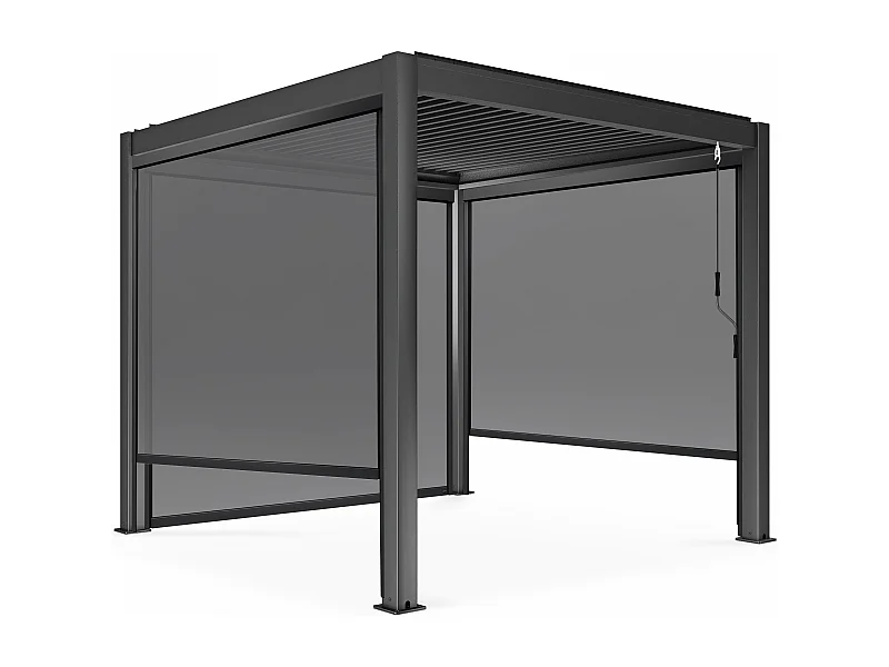 Pergola bioclimatique autoportée 3x3m et 3 Stores 2,66 X 2,34 m