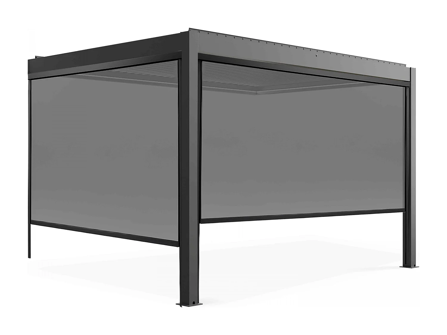 Pergola bioclimatique adossée et motorisée éclairée 3x4m et 2 stores