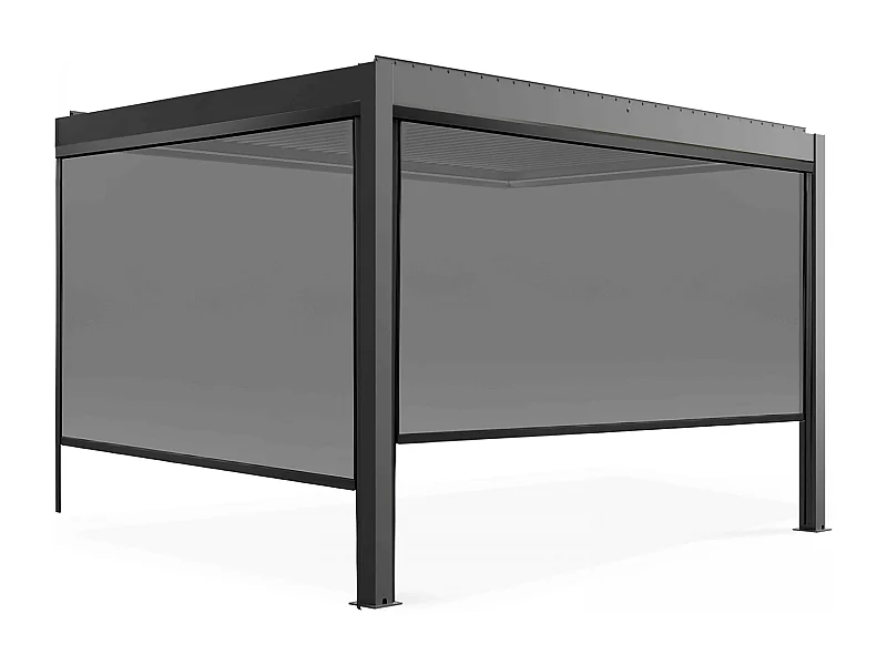 Pergola bioclimatique adossée et motorisée éclairée 3x4m et 2 stores