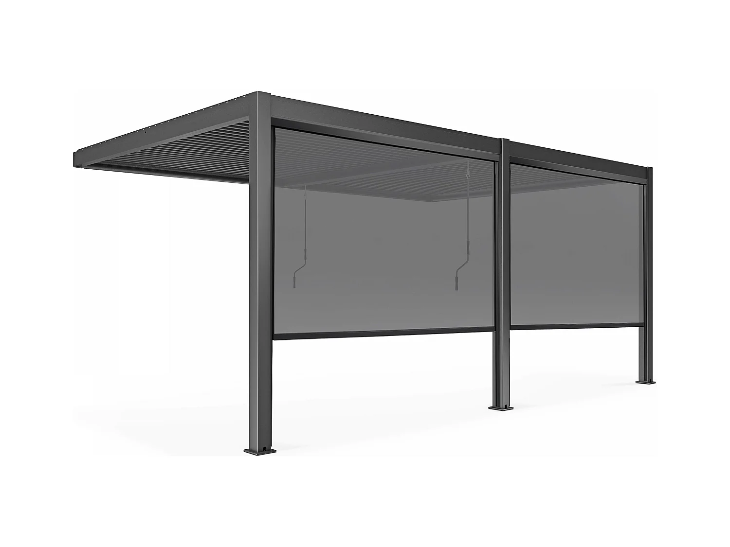 Pergola bioclimatique adossée 3x6m et 2 Stores 2,66 x 2,34m