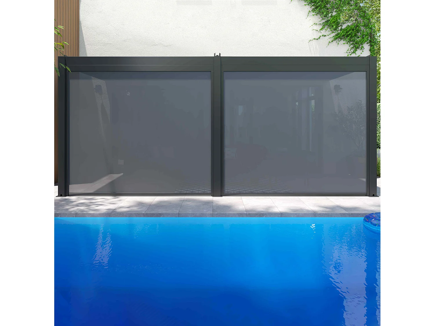 Bioklimatologische pergola van 3x6m en 2 zonneschermen van 2,66x2,34m