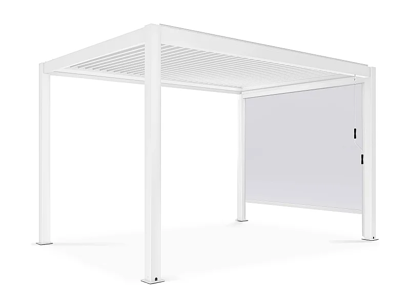 Pergola bioclimatique 3x4m autoportée avec 1 store 2,66 x 2,34 m blanc