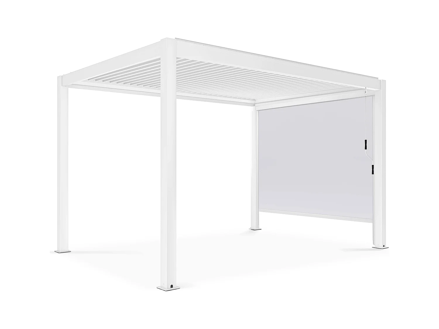 Pergola bioclimatique 3x4m autoportée avec 1 store 2,66 x 2,34 m blanc