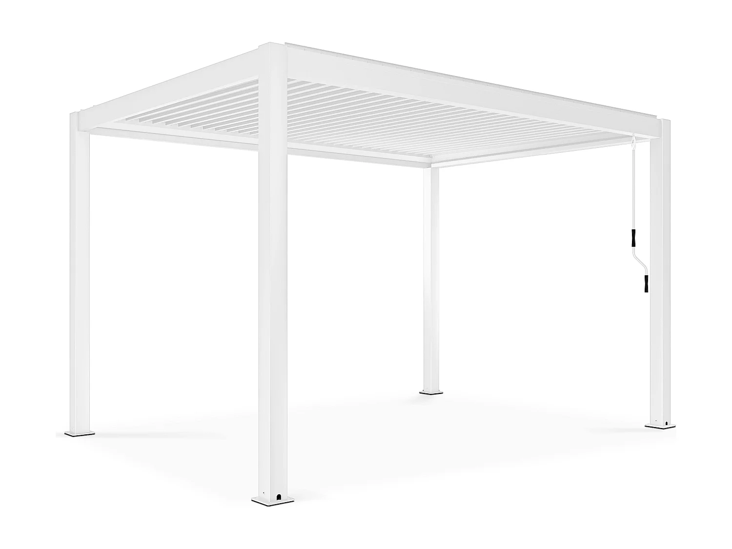 Pergola bioclimatique 3x4m autoportée avec 1 store 2,66 x 2,34 m blanc