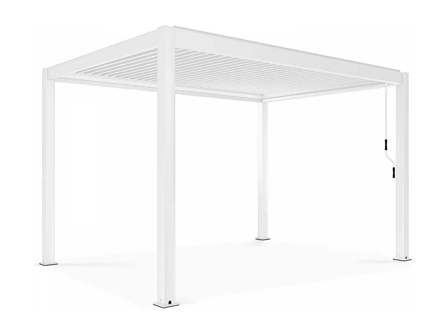 Pergola bioclimatique 3x4m autoportée avec 1 store 2,66 x 2,34 m blanc