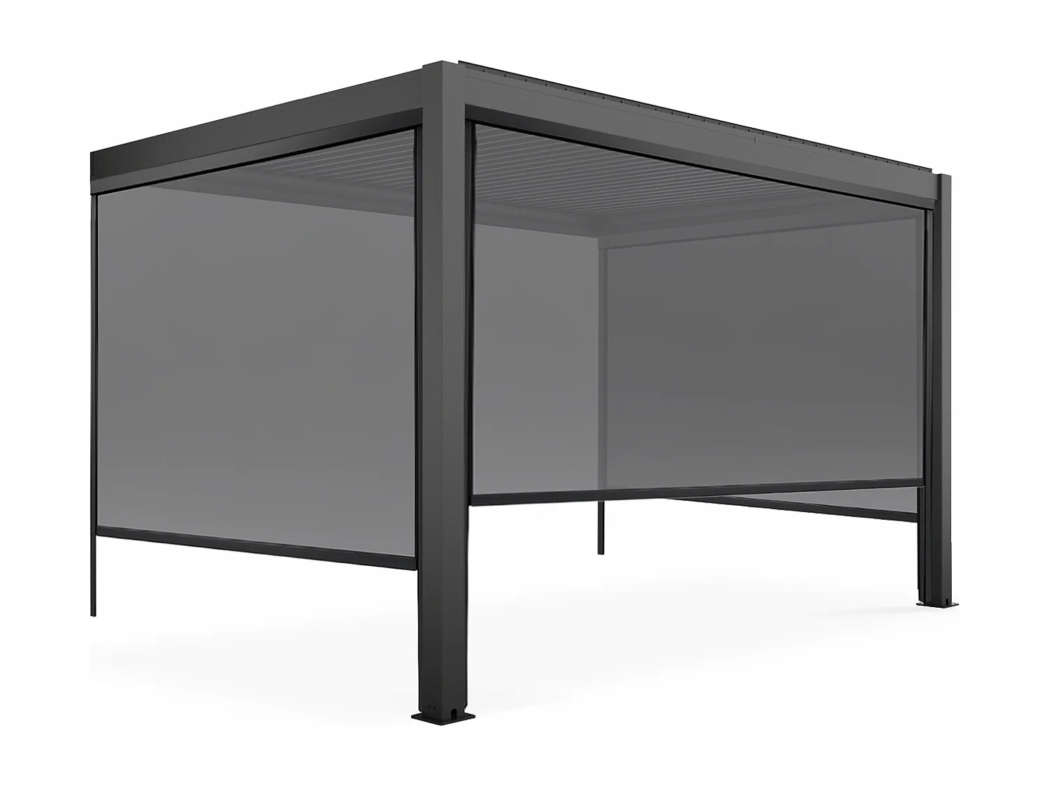 Bioklimatische pergola met een afmeting van 3x4m en 3 zonneschermen