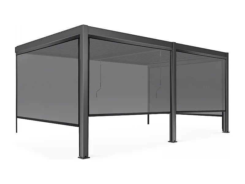 Pergola bioclimatique adossée 3x6m et 4 Stores 2,66 x 2,34m