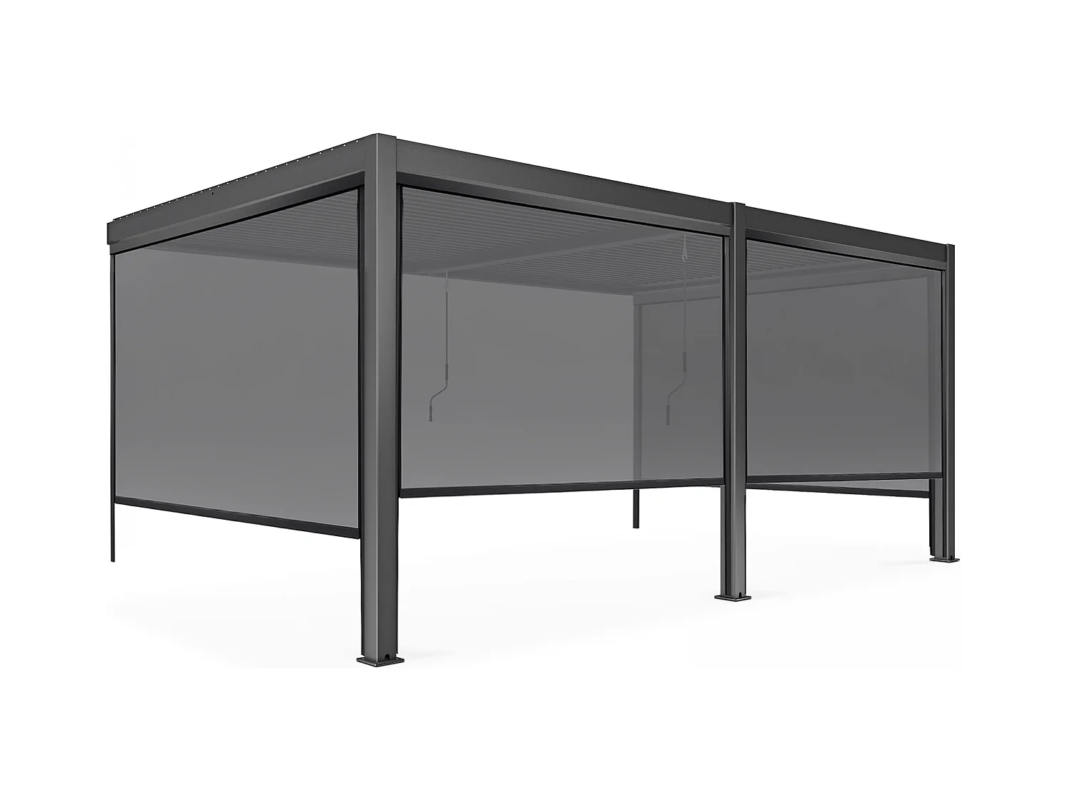 Pergola bioclimatique adossée 3x6m et 4 Stores 2,66 x 2,34m