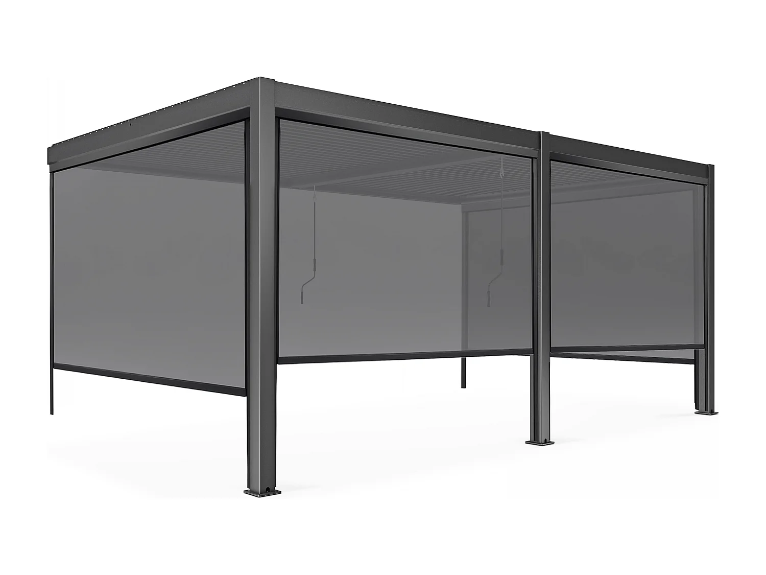 Pergola bioclimatique adossée 3x6m et 4 Stores 2,66 x 2,34m