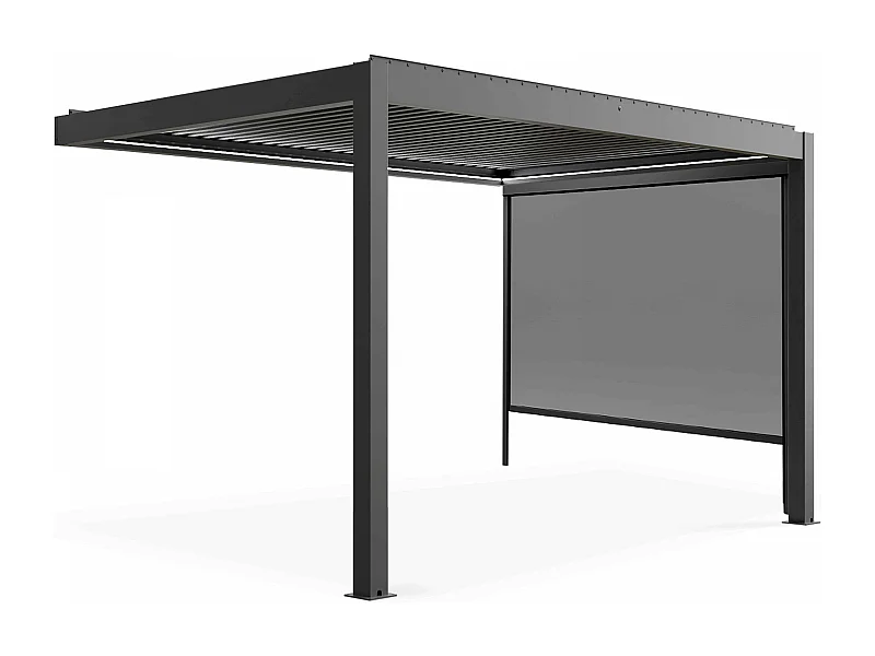 Pergola bioclimatique adossée et motorisée éclairée 3x4 m et 1 store