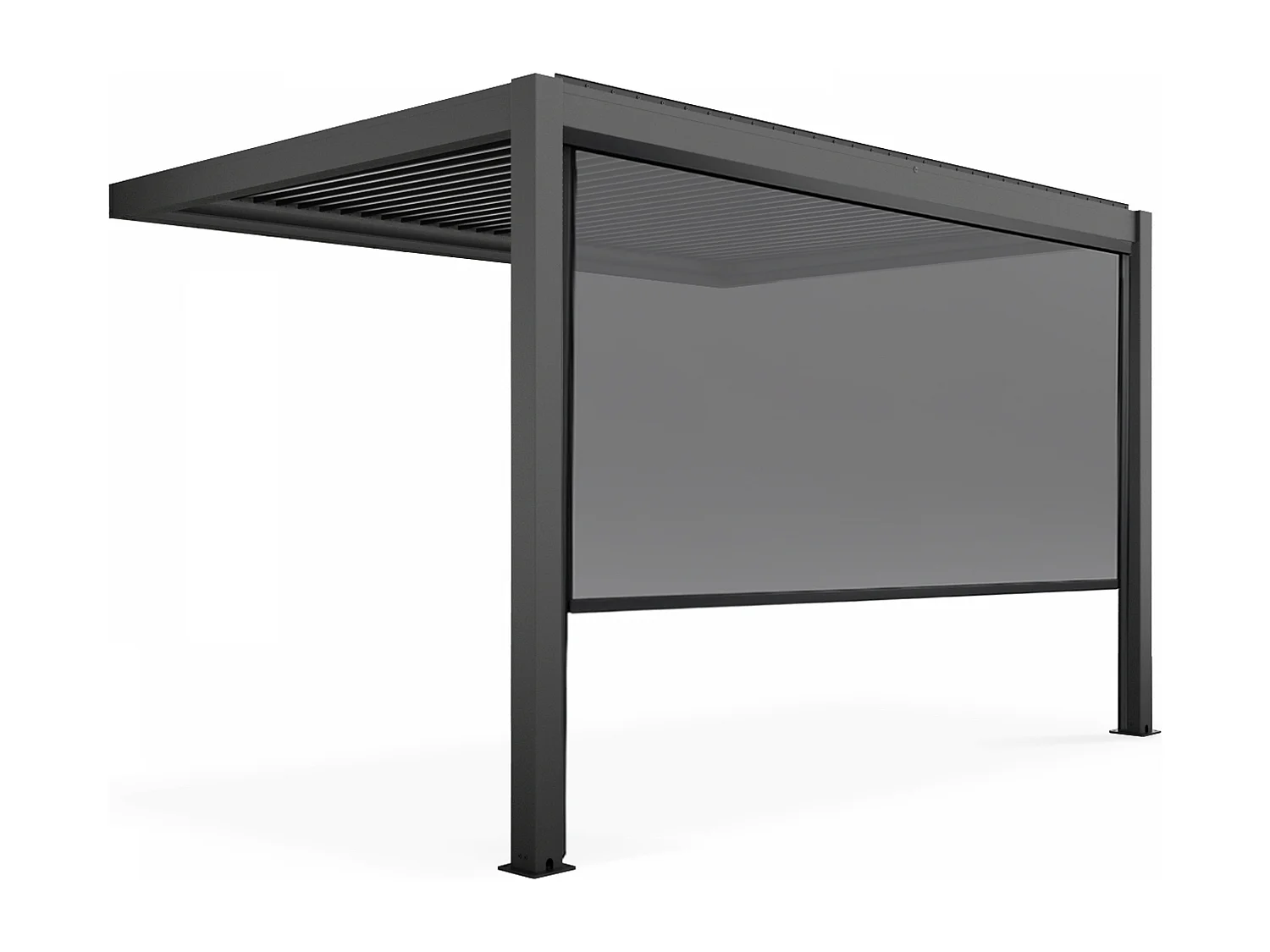 3x4m bioklimatologische pergola met zonnescherm van 3,73 x 2,34m