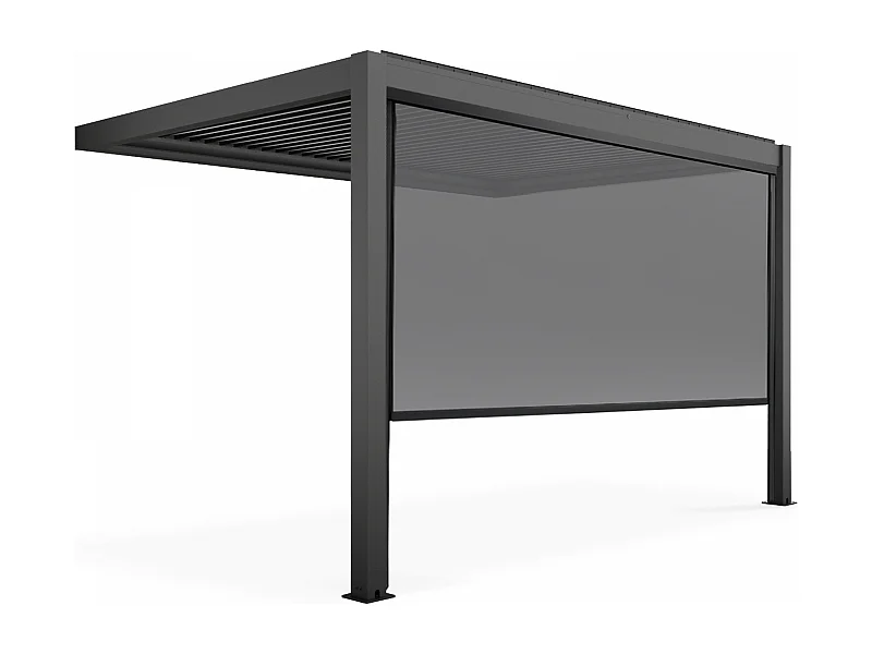 3x4m bioklimatologische pergola met zonnescherm van 3,73 x 2,34m