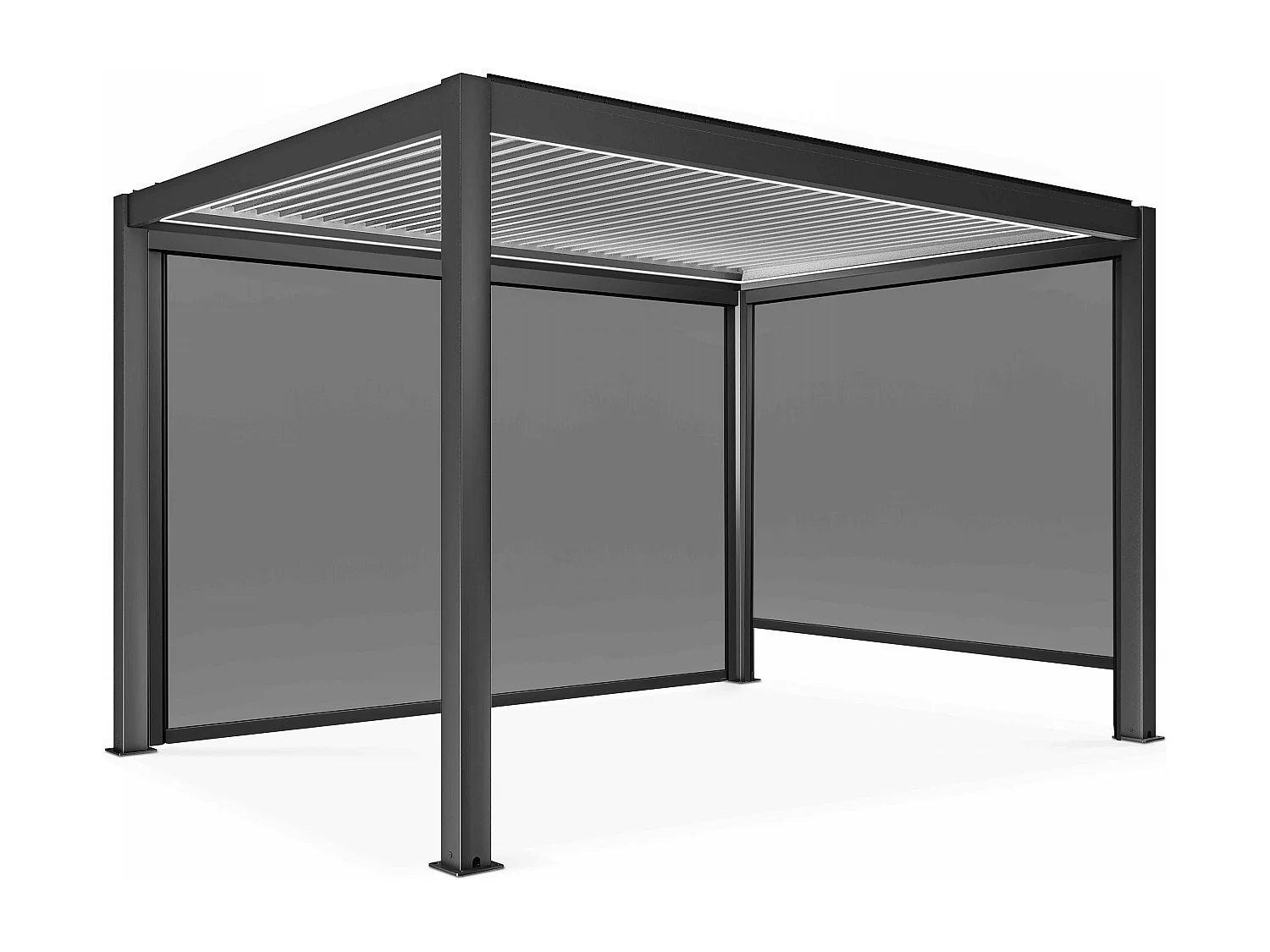 3x4m zelfdragende gemotoriseerde pergola met verlichting en 2 luifels