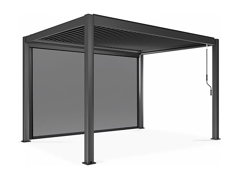 Pergola bioclimatique 3x4m autoportée avec 1 store 3,73 x 2,34 m