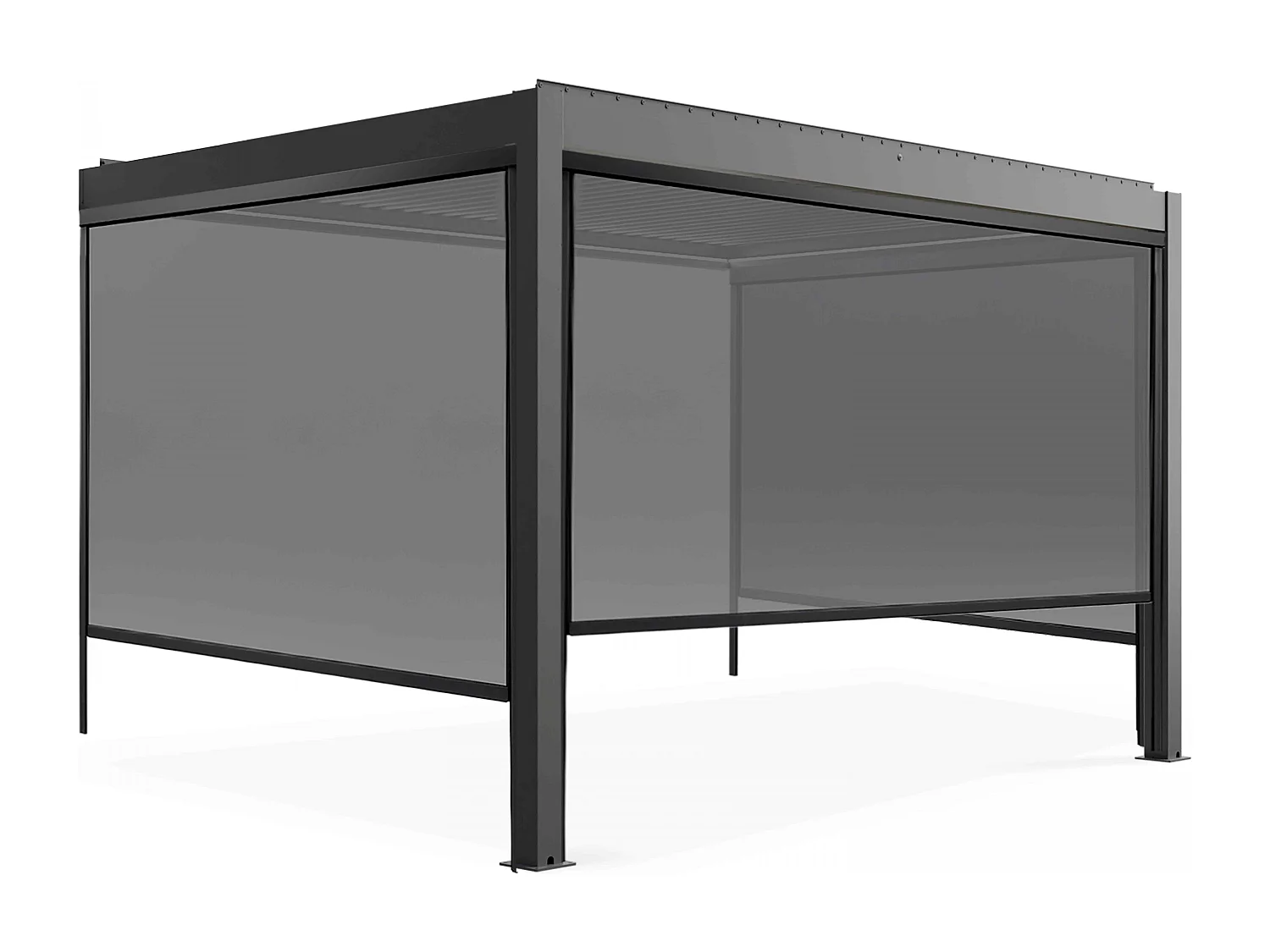 Pergola bioclimatique adossée et motorisée éclairée 3x4m et 3 stores